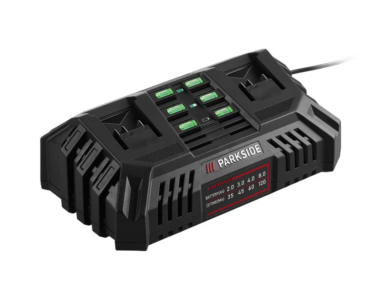 Încărcător dual pentru baterii PARKSIDE® PDSLG 20 B1, 2 x 4,5 A, 20 V