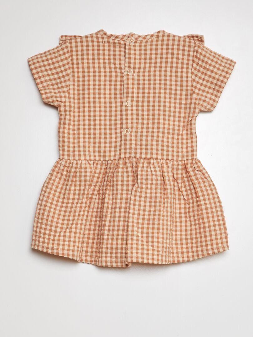 Jurk met ruches - BEIGE