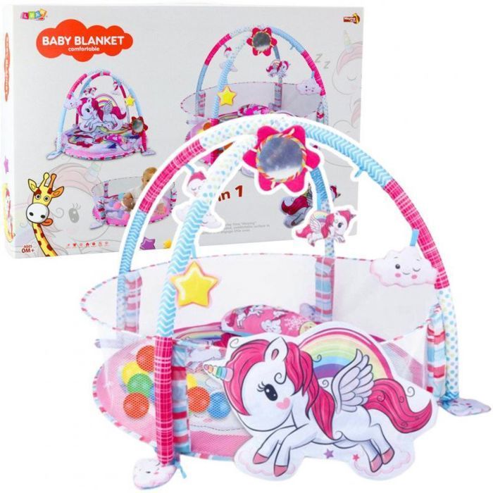 Tapis d'eveil - aire d'eveil Leantoys Tapis éducatif pour bébé, piscine à balles 3 en 1, licorne rose