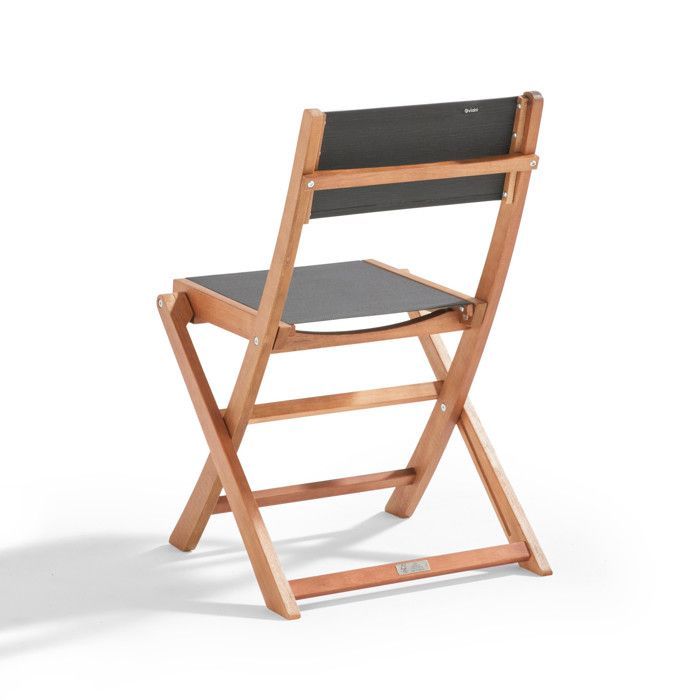 Ensemble table carrée pliante et 2 chaises pliantes noir - Oviala