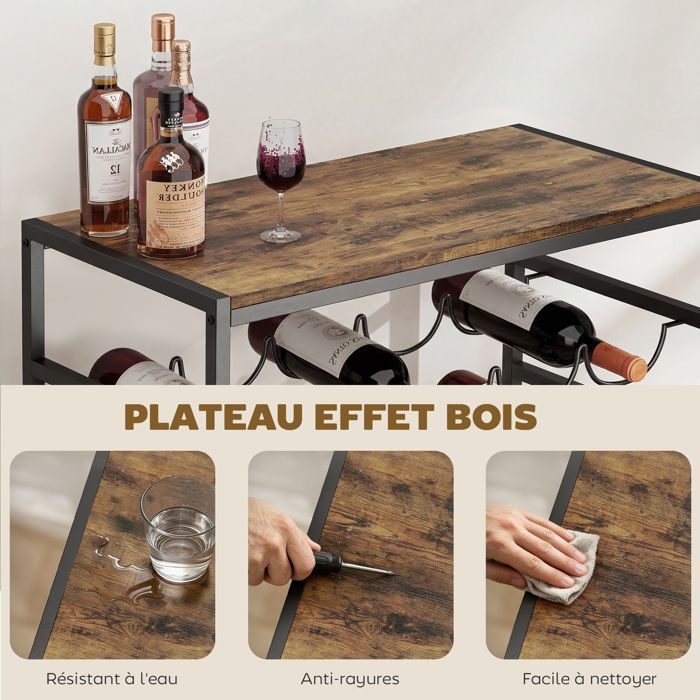 Botellero - HOMCOM - 30 botellas y 6 niveles - estilo industrial - estructura metálica - 59x30x88,5 cm - marrón rústico