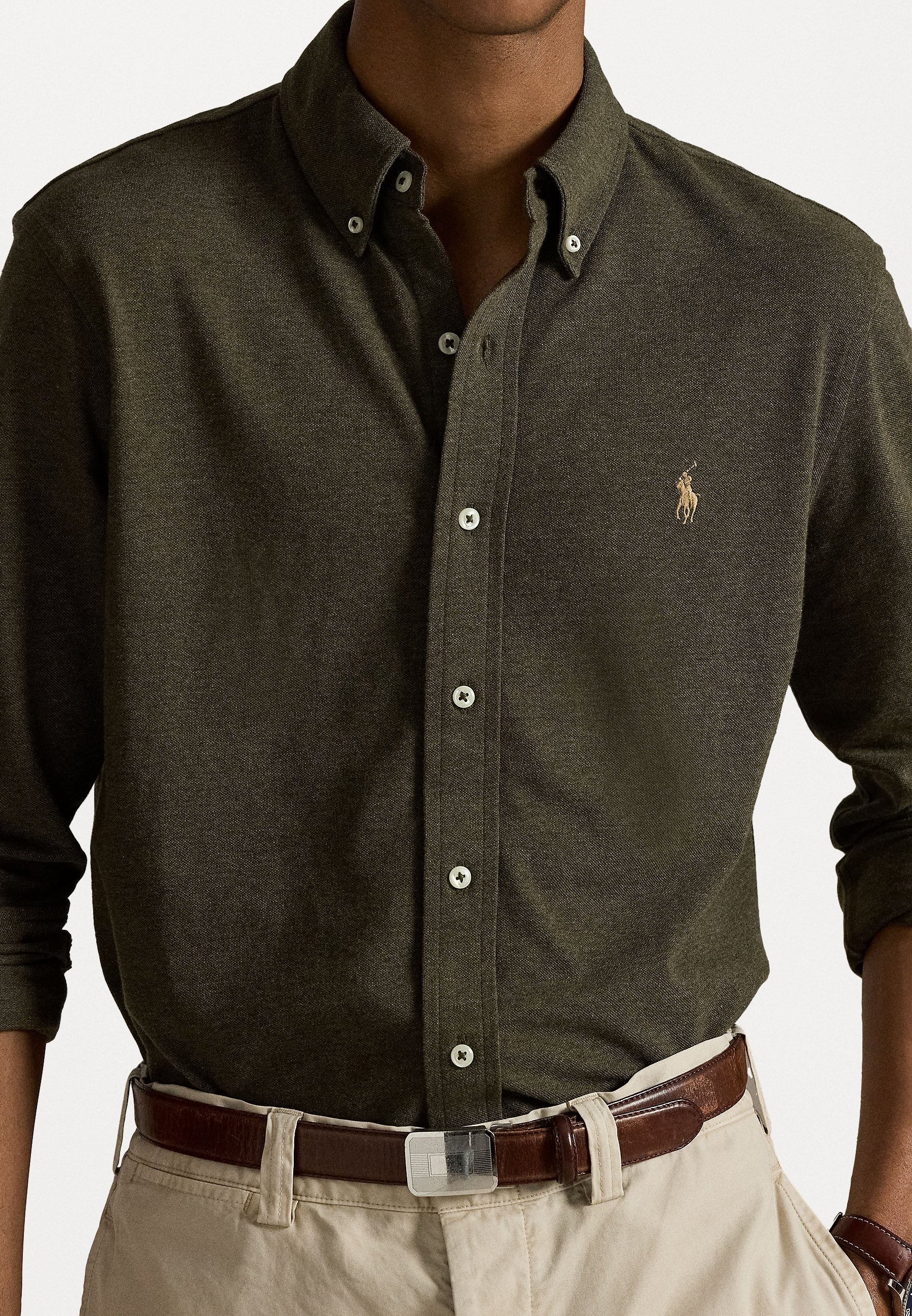Polo Ralph Lauren Featherweight Mesh Shirt - Shirt - Wilson Olive Heather