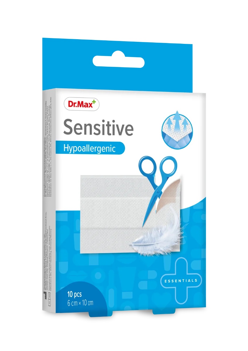 DR. MAX Dr.Max Sensitive Hypoallergene Pflaster 6 cm x 10 cm 10 Stück für empfindliche Haut