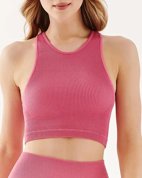 Gabriella Seamless Top Halter Rib Rose