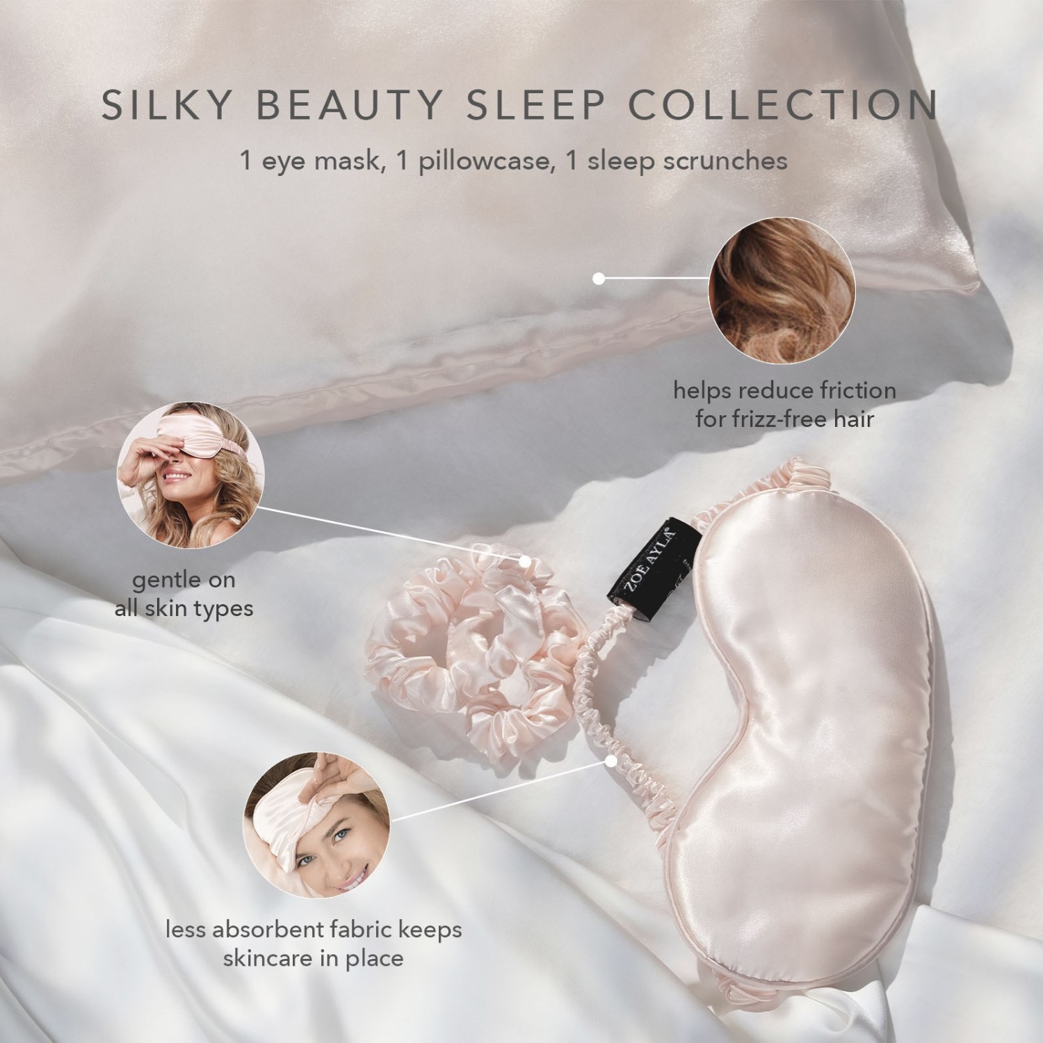 Zoe Ayla hidratantna maska Silky Beauty Sleep Collection Pink - 1 komad