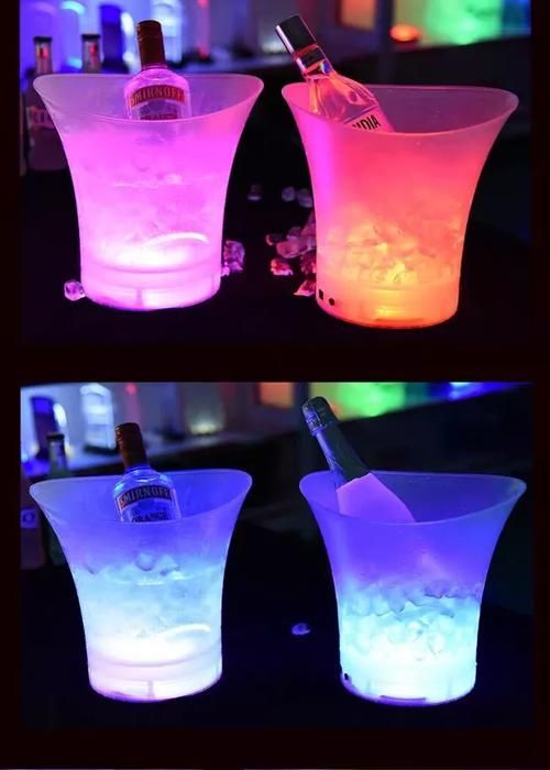 Seau à glace lumineux LED de 5 litres, 3 paquets, 7 couleurs changeantes, pour boissons, vin, KTV, Bar, lumières de fête