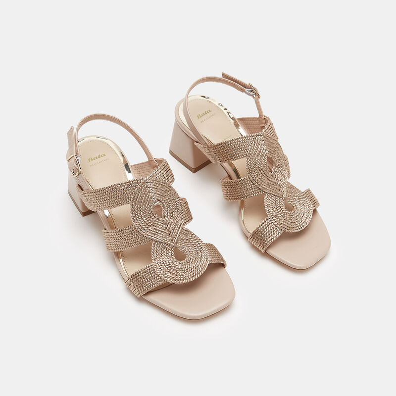 Flätade sandaler med midiklack