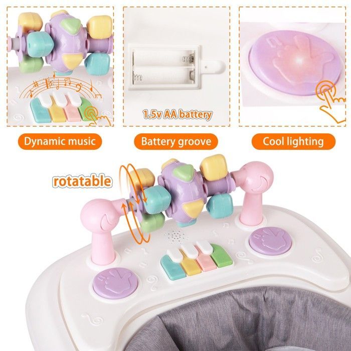 Andador para bebé XUANYU con música para niñas - Antivuelco - Uso en interiores y exteriores - Rosa