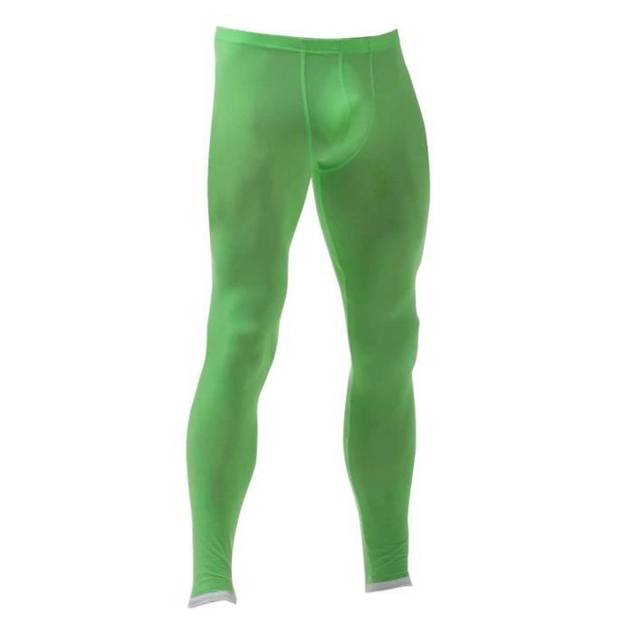 Men's Sports Leggings, Elastic Tights, Gym Fitness Running Pants - iixpin - Green - Size M-XL