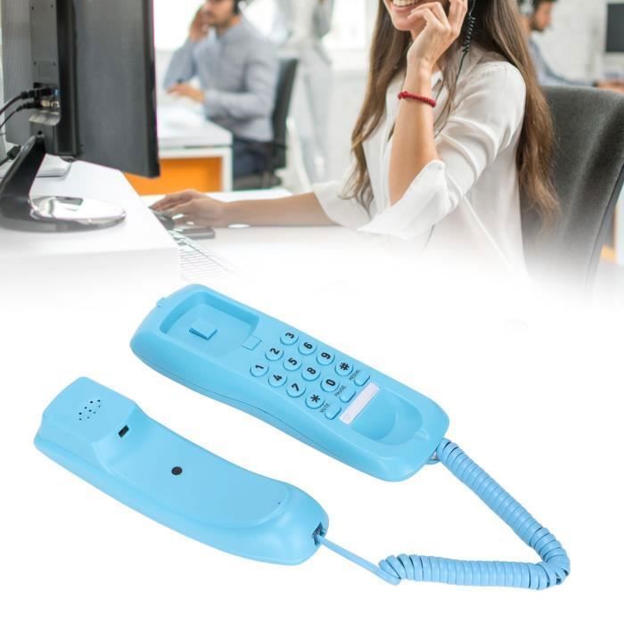 Telefono fisso KXT628, telefono da parete per hotel, telefono fisso da ufficio con funzione cornetta, etichetta blu