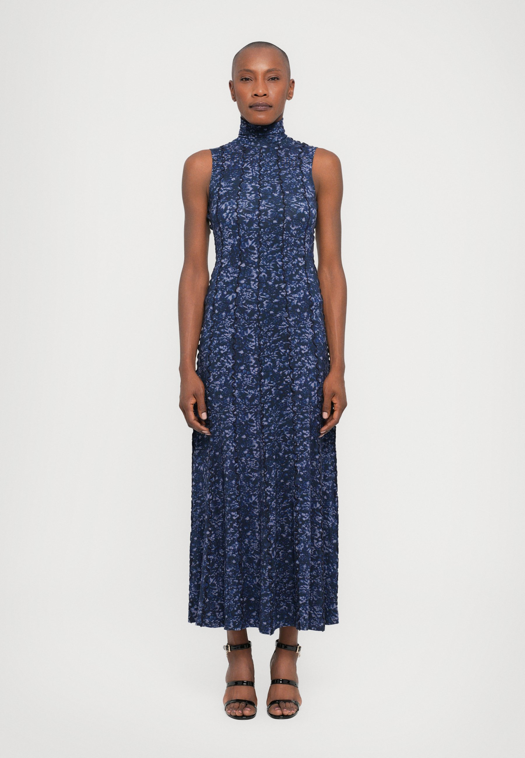 Proenza Schouler White Label VALENTINA DRESS PRINTED - Jersey jurk - marineblauw/leisteengrijs