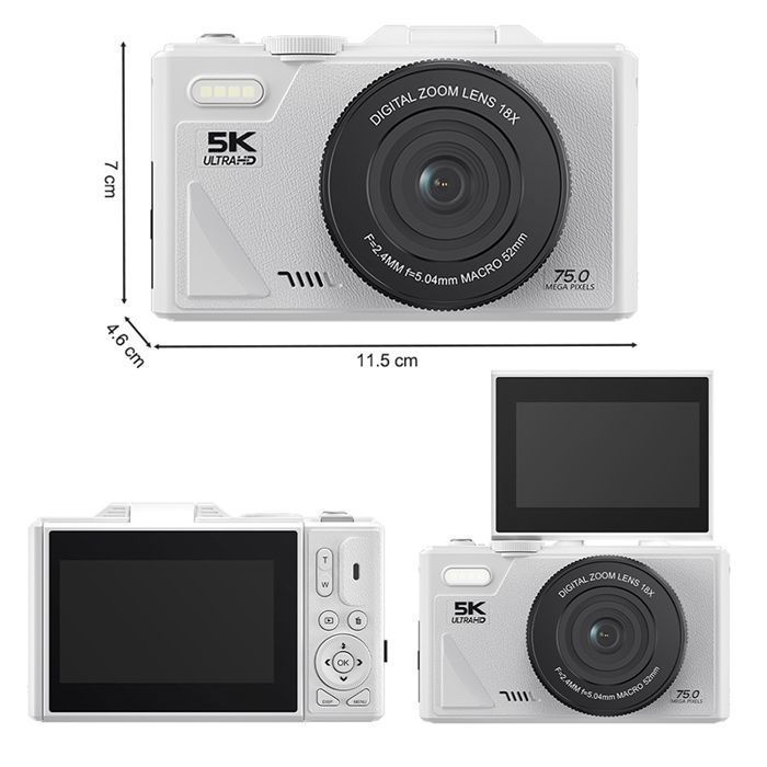 Appareil Photo Numérique 5K 75MP - Écran HD 3