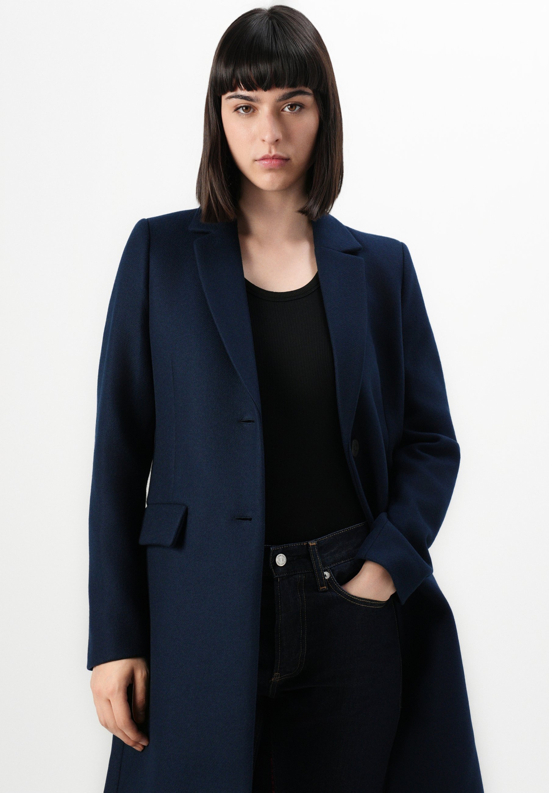 Tommy Hilfiger KLASSIEKE WOLLEN JAS - Klassieke jas - donker nachtblauw