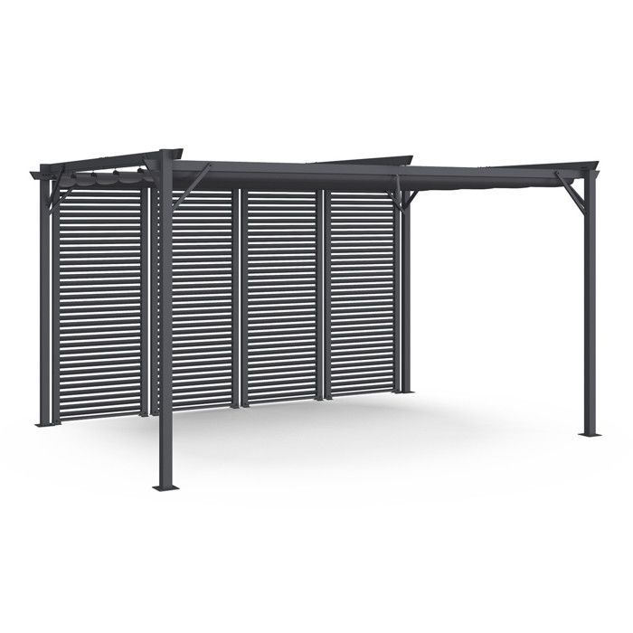 IDMARKET Pérgola edición coleccionista, lamas de techo retráctiles, 3x4 m, 4 paneles modulares, gris antracita