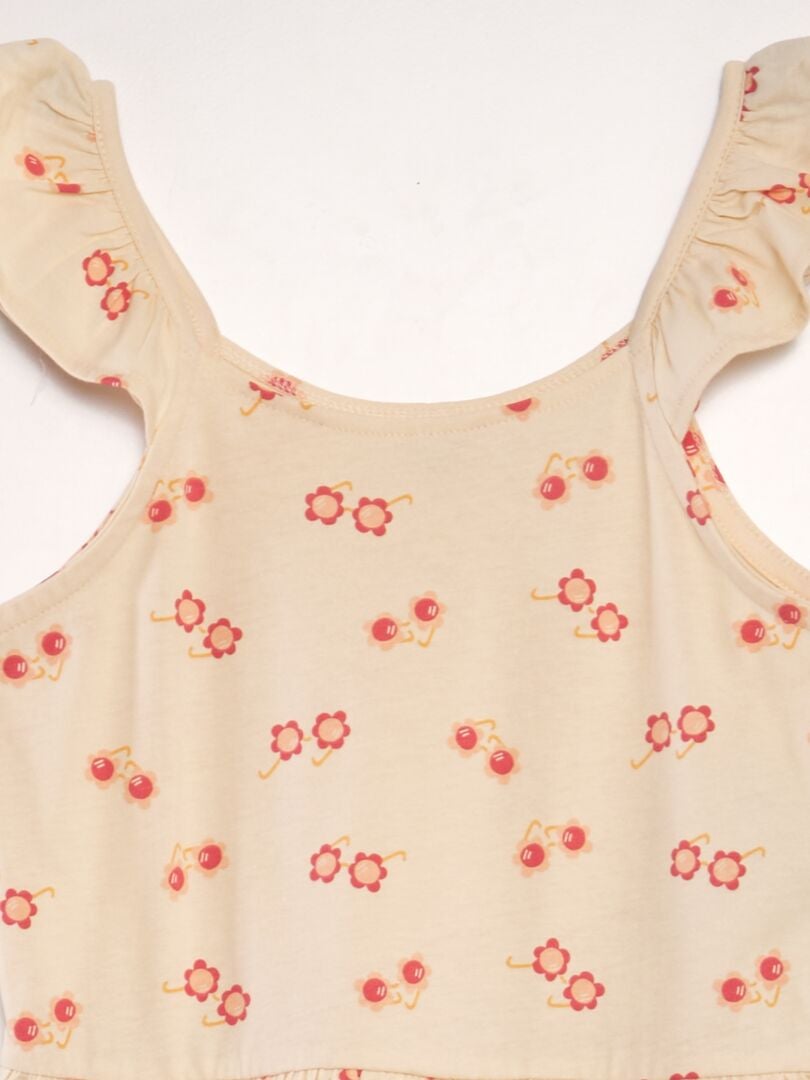 Lichtgewicht jurk met print - BEIGE