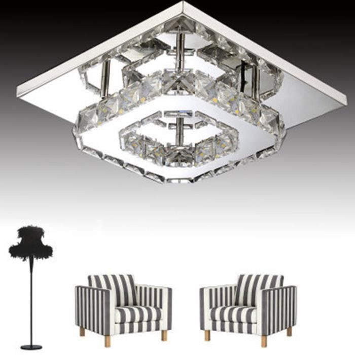 TEMPSA Plafonnier LED Lustre Lampe de Plafond Éclairage Lumière Cristal Suspendu Blanc Salle de Bain