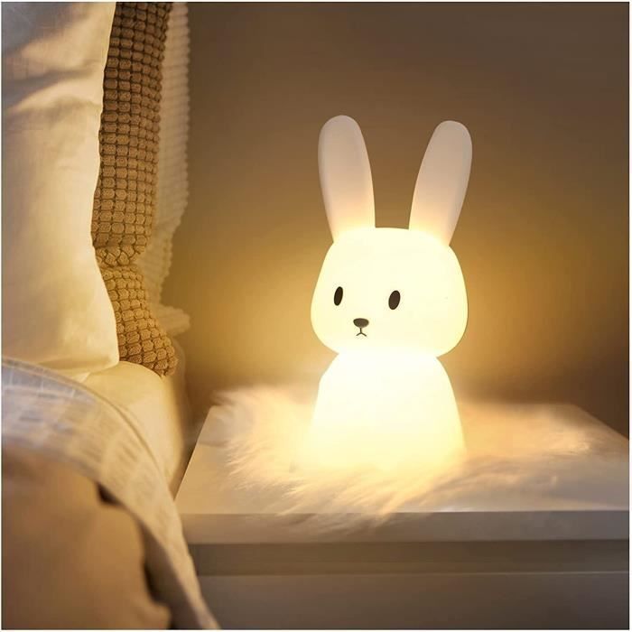 Baby Bunny Touch Natlampe med 7 lysfarver og timerfunktion, Sengelampe til Børneværelse, Gaveleje Natlampe