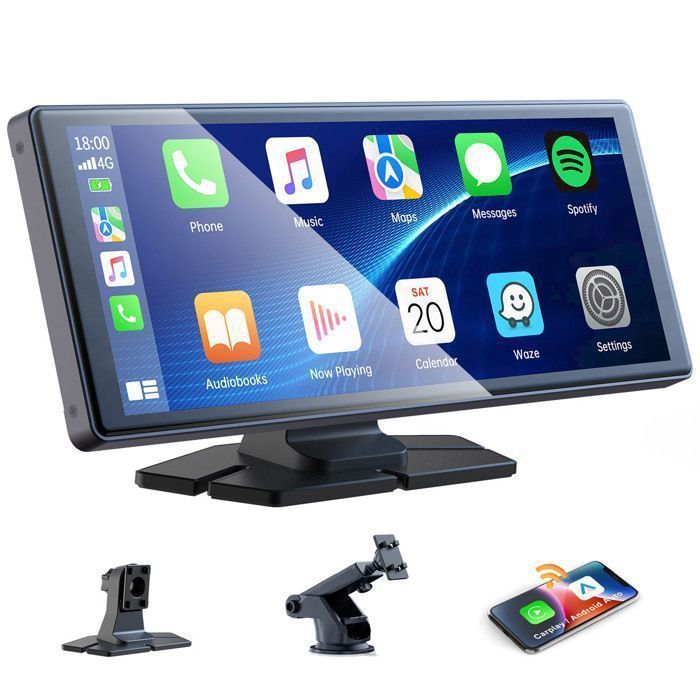 Rádio automotivo sem fio CAMPARK com CarPlay, tela sensível ao toque de 9,26