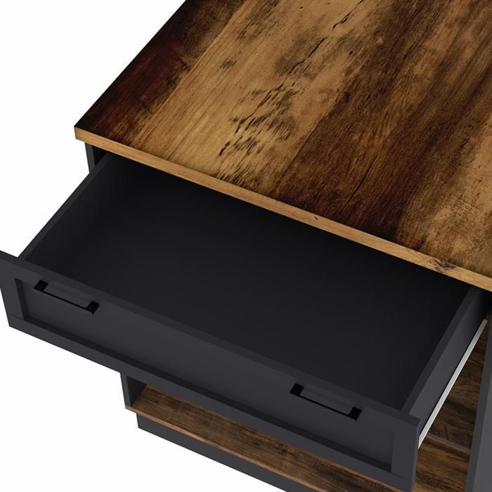 IDMARKET VITO Mesa alta tipo isla de 130 cm con efecto madera oscura y color negro para 4 personas HAWKINS