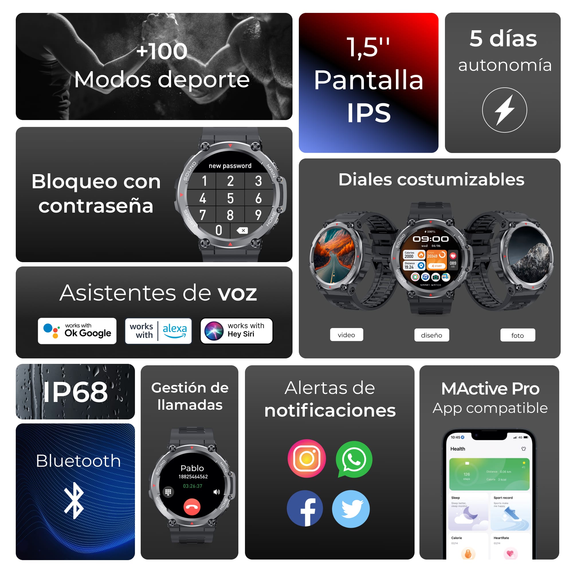  Relógio inteligente Ksix Oslo