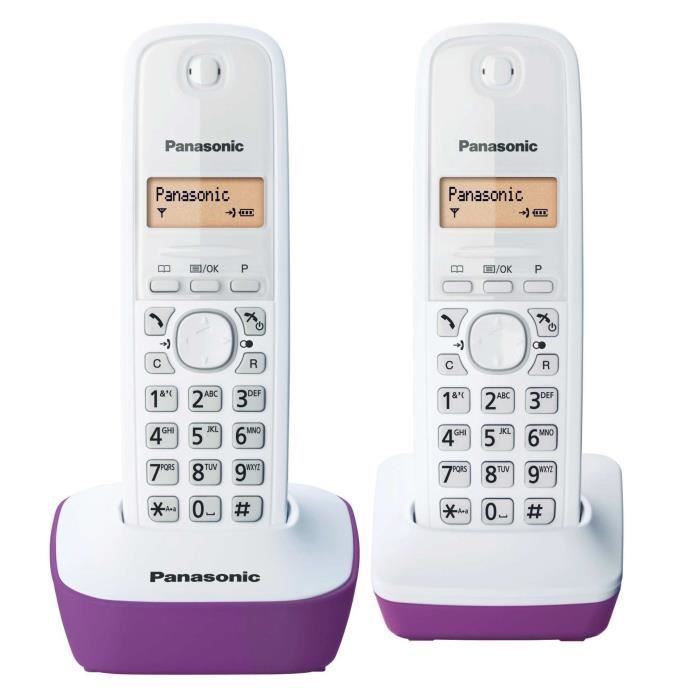 Panasonic KX-TG1612FRF | Telefone sem fio DECT Duo sem secretária eletrônica, roxo