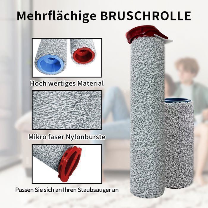 Stofzuigerfilteraccessoires voor Roborock A10 Plus, Dyad Pro/Dyad Pro Combo: 3 cilindrische borstels, 2 HEPA-filters
