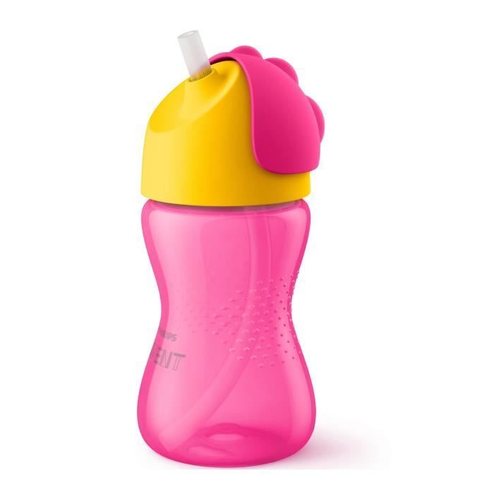 PHILIPS AVENT SCF798/02 Tazza con cannuccia da 300 ml, 12 mesi+, rosa/giallo
