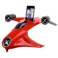 PXOR X-1 iPod Docking Station - Red - 2 jet engine-shaped speakers and integrated subwoofer