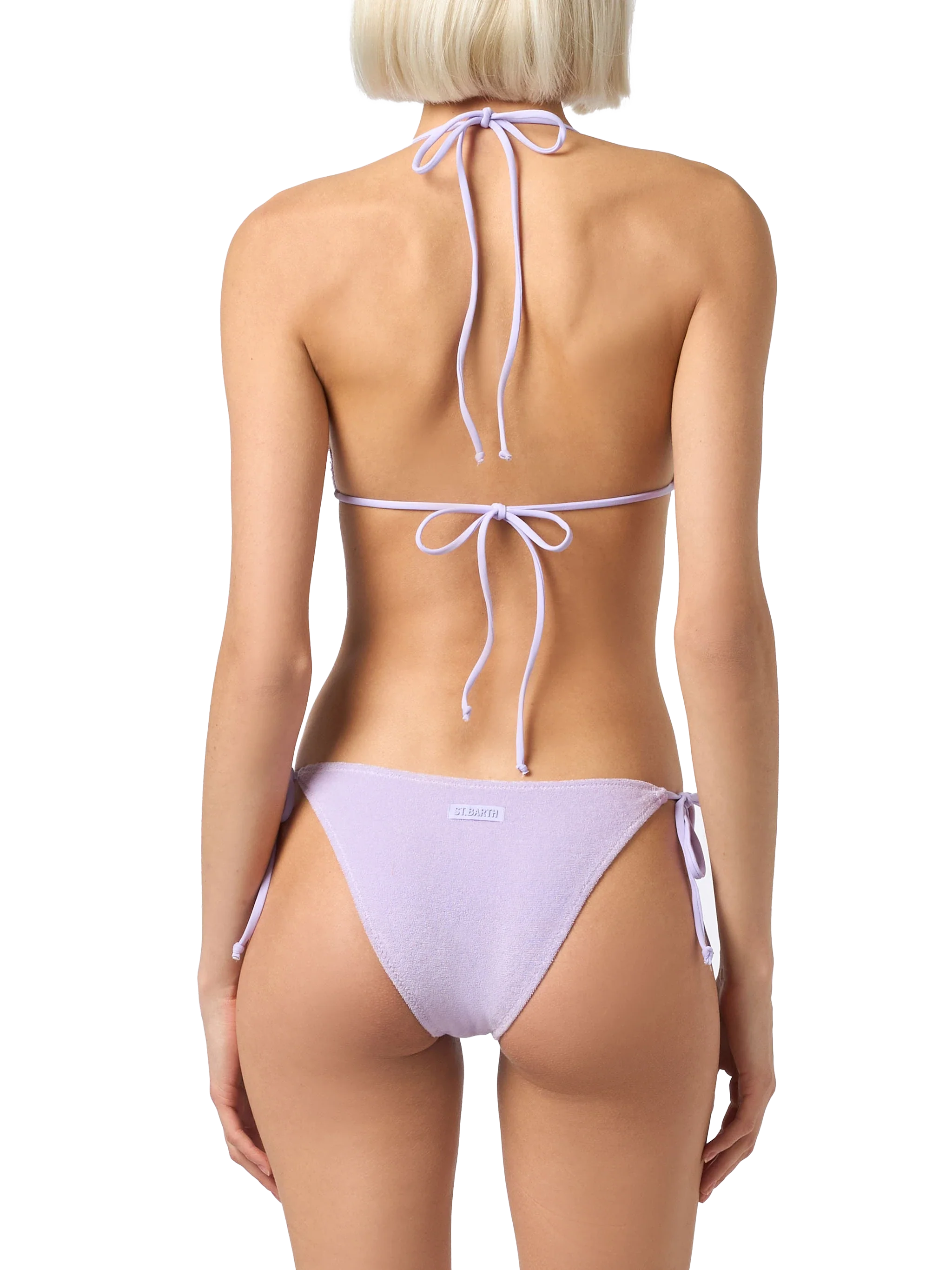 Leah Virgo paarse driehoekige bikini met sponsmotief voor dames
