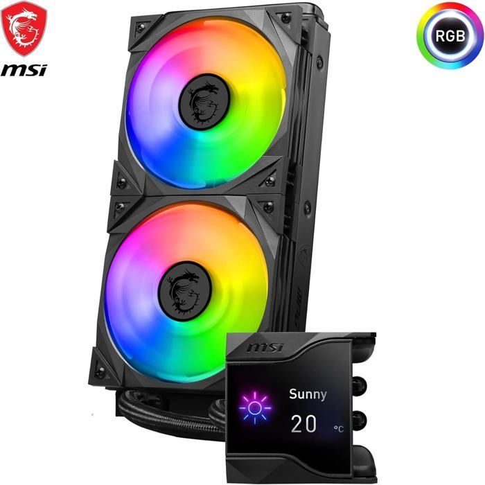 Raffreddamento a liquido per CPU - MSI - Coreliquid D240 - Pompa con ventola da 60 mm - 2 ventole ARGB da 120 mm - Schermo da 2,4