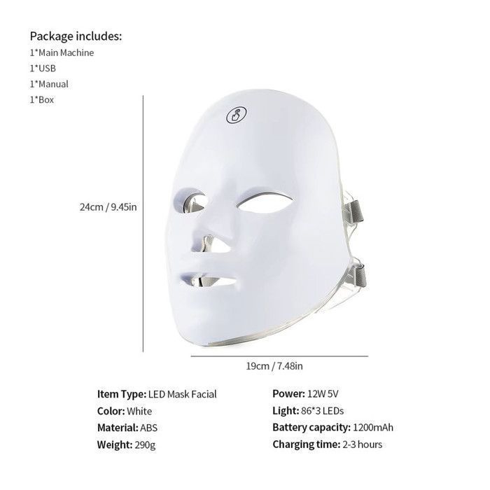 7-Color Anti-Aging LED Face Mask – Red Light Therapy, Anti-Wrinkle, Anti-Acne, Firming, At-Home Skincare