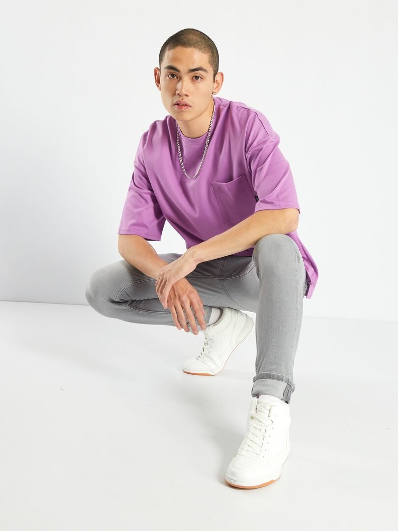 T-shirt met borstzak - ROZE