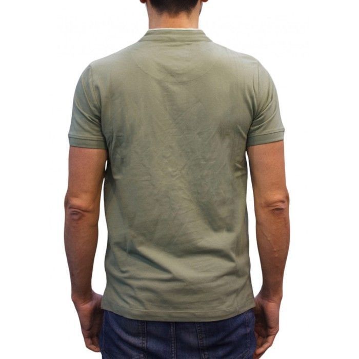 Polo Cerruti 1881 de manga corta con cuello mandarín, color verde jade New Firenza, para hombre.