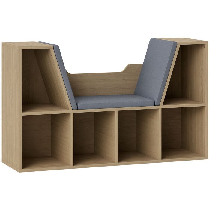 2-in-1 Boekenplankbank - HOMCOM - Kubusplank met 6 vakken, opbergmeubel voor de woonkamer - Hout - 102x30x61cm - Eikenhout