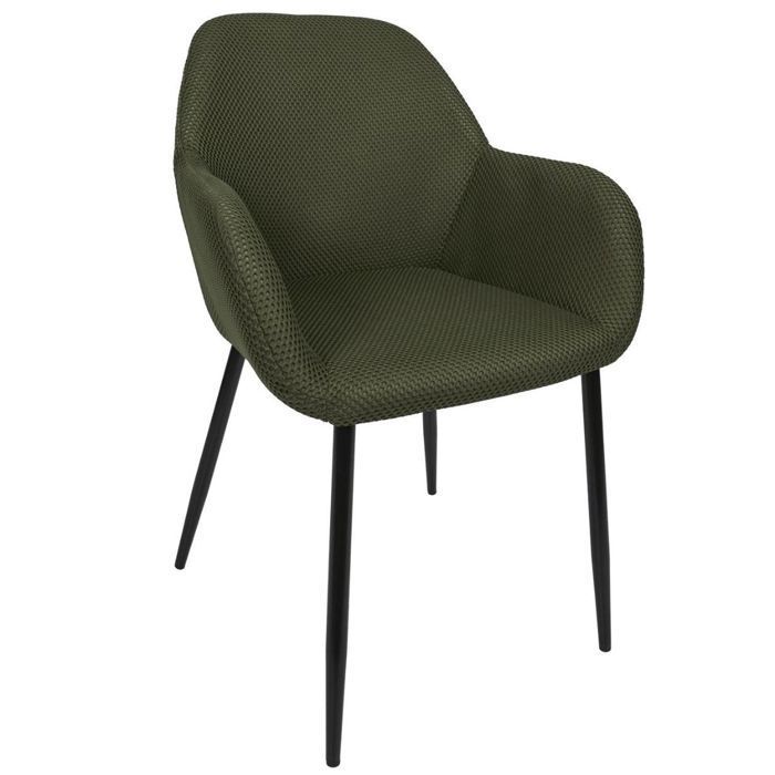 Set of 2 dining chairs in khaki 3D textured mesh fabric - ELECTRON