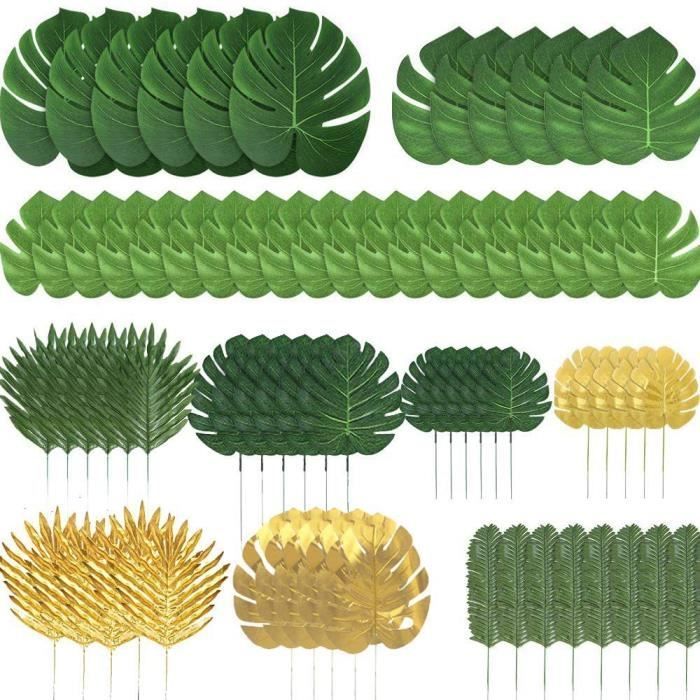 Hojas artificiales - YIKXIULF - 72 piezas - Verde - Decoración para fiestas - Ambiente tropical
