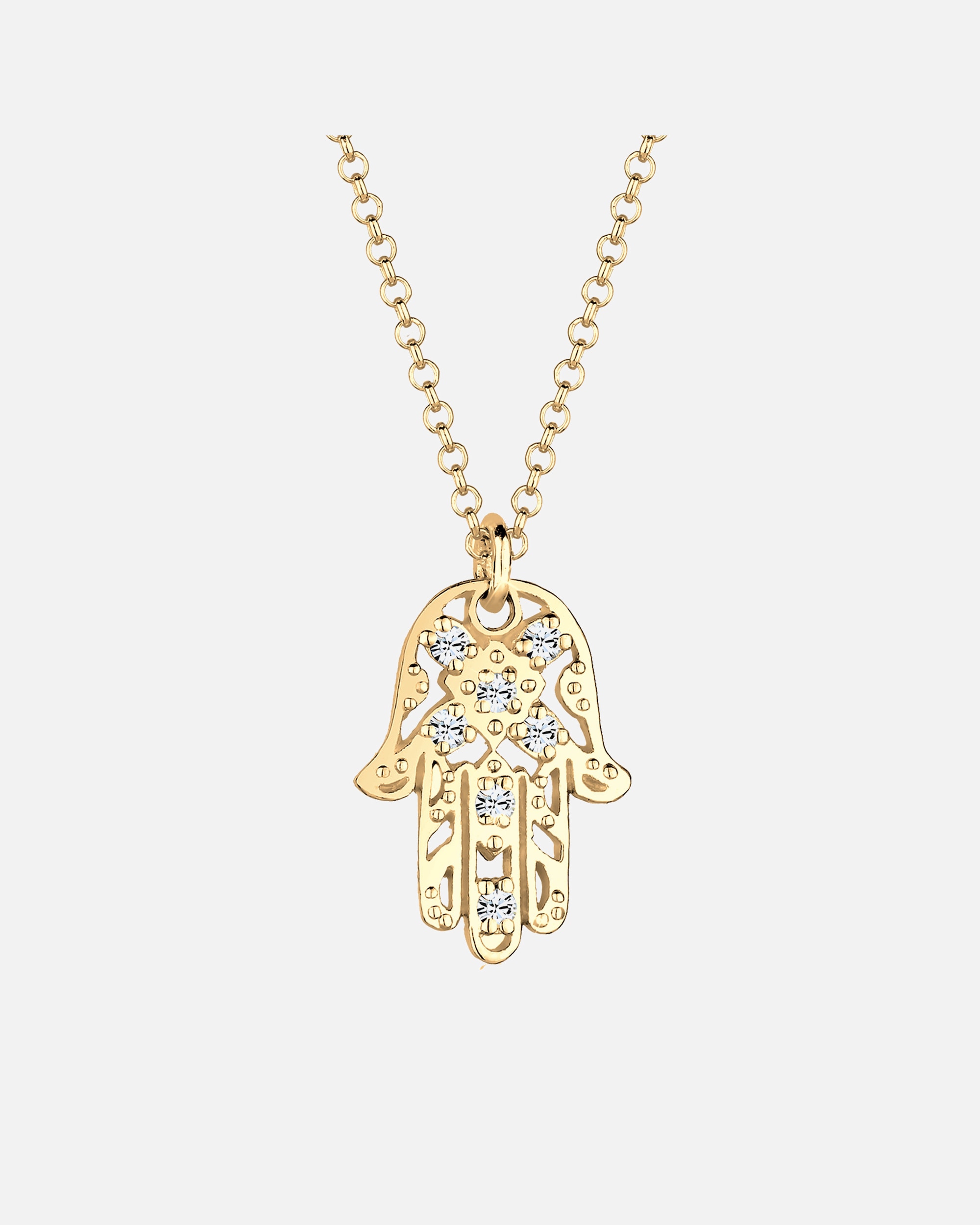 Elli Femmes Pendentif Main Hamsa avec Cristaux en Argent Sterling 925 Plaqué Or
