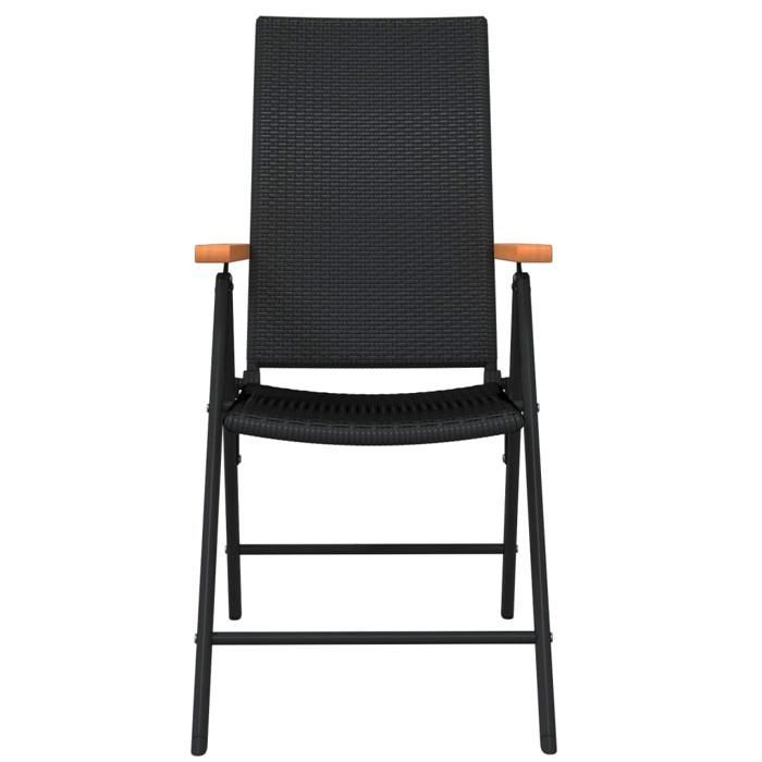 Ensemble à manger de jardin - BURKE - 3 pièces - Noir - Table 80x80x74 cm - Chaise 55x64x105 cm