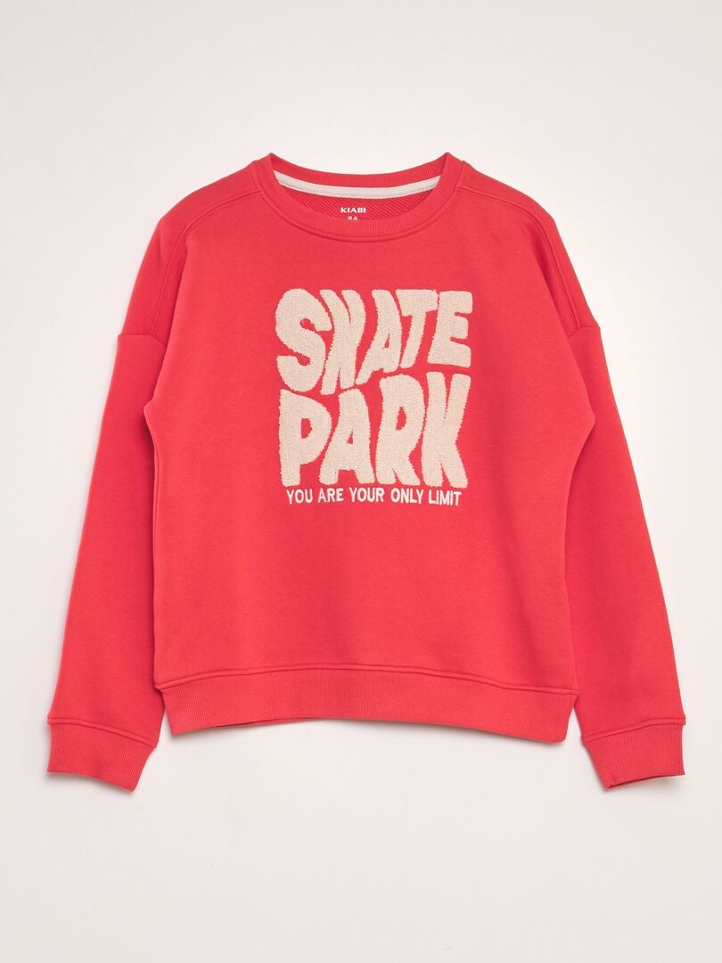 Sweatshirt van French terry met bouclé-print - ROOD