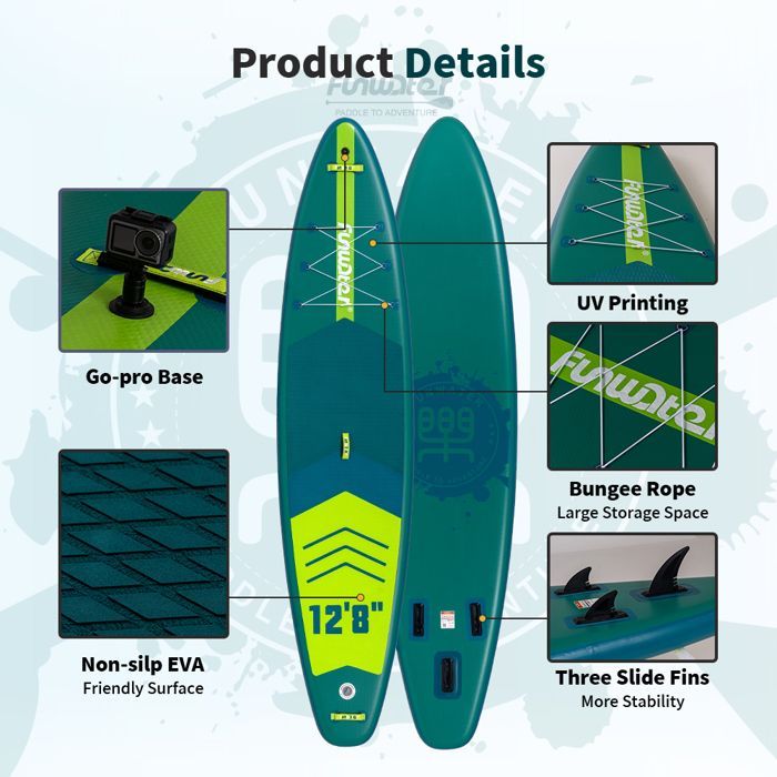 FunWater-Planche de Paddle Gonflable Antidérapante, Sports Aquatiques, 335x83x15cm,Carpe
