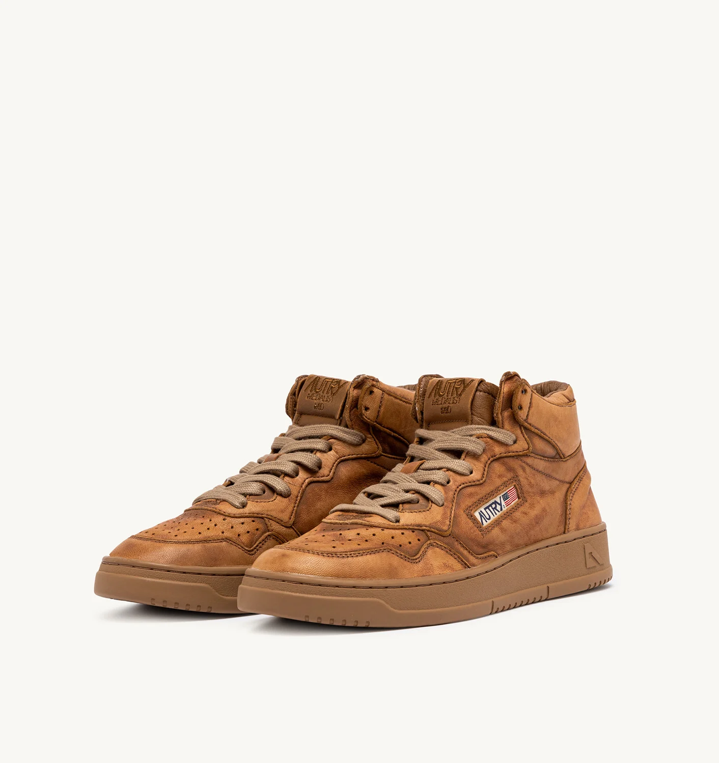 TENIȘI MEDALIST MID DIN PIELE NAPPA DE CULOARE TABAC