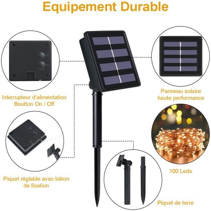 Tikawi x2 Solar en waterdichte buitenverlichting [Tuin, terras, huis, kerst, bruiloft decoratie] [10m] [100 LED's]