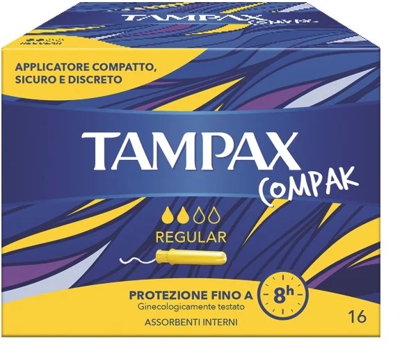 TAMPAX Tampax Compak Regular, absorventes internos para fluxo leve a moderado, 16 unidades