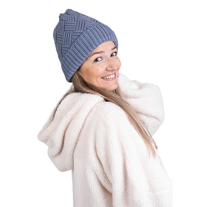 Chapeau aspect mohair, bleu denim