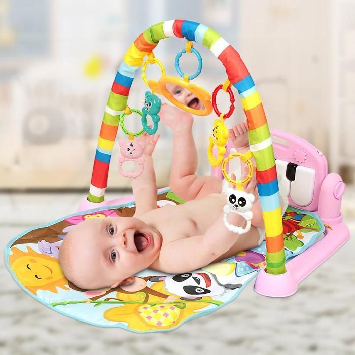 Alfombra de juegos para bebés MIPAN - Área para bebés - Alfombra de juegos para recién nacidos con música y luces - 80×48×41cm - Rosa