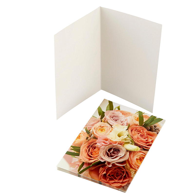 Kort blombukett, orange och rosa