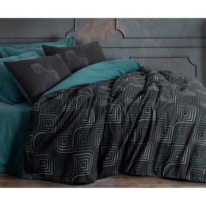 Juego de ropa de cama: 1 funda nórdica de 220 x 240 cm + 2 fundas de almohada de 60 x 60 cm - 100 % algodón reforzado - Azul