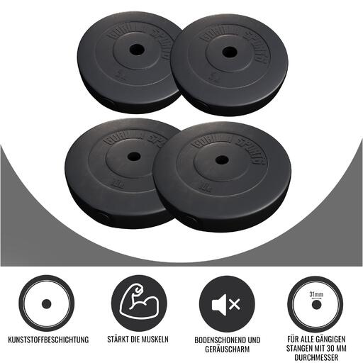Komplet uteži iz plastičnih plošč Gorilla Sports - 2 x 5 kg 2 x 10 kg
