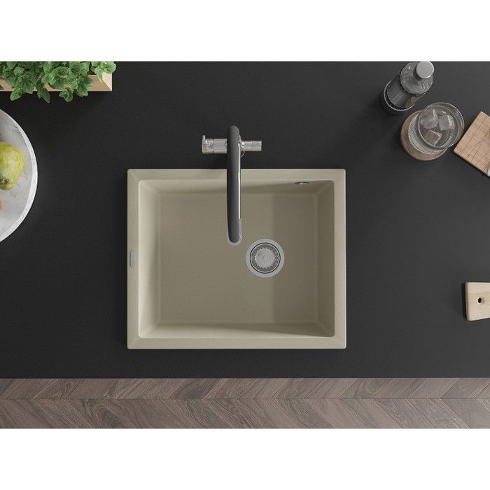 Fregadero de granito Mexen Pedro de un solo seno, 560 x 460 mm, color beige - 6508561000-69