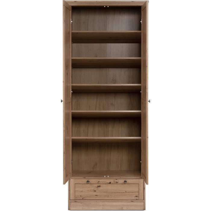 Armario - Landwood - Acabado en roble artesanal - 2 puertas - 1 cajón - 80 x 39 x 200 cm (ancho x profundidad x alto)